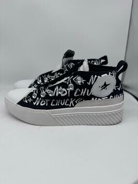 Converse Not A Chuck Black and White High Top Graphic Sneakers Women 6.5 Men 5
